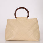 Chanel 2000 Cream Caviar Wood Acrylic Tote - FashioNica