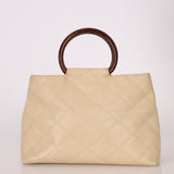 Chanel 2000 Cream Caviar Wood Acrylic Tote - FashioNica