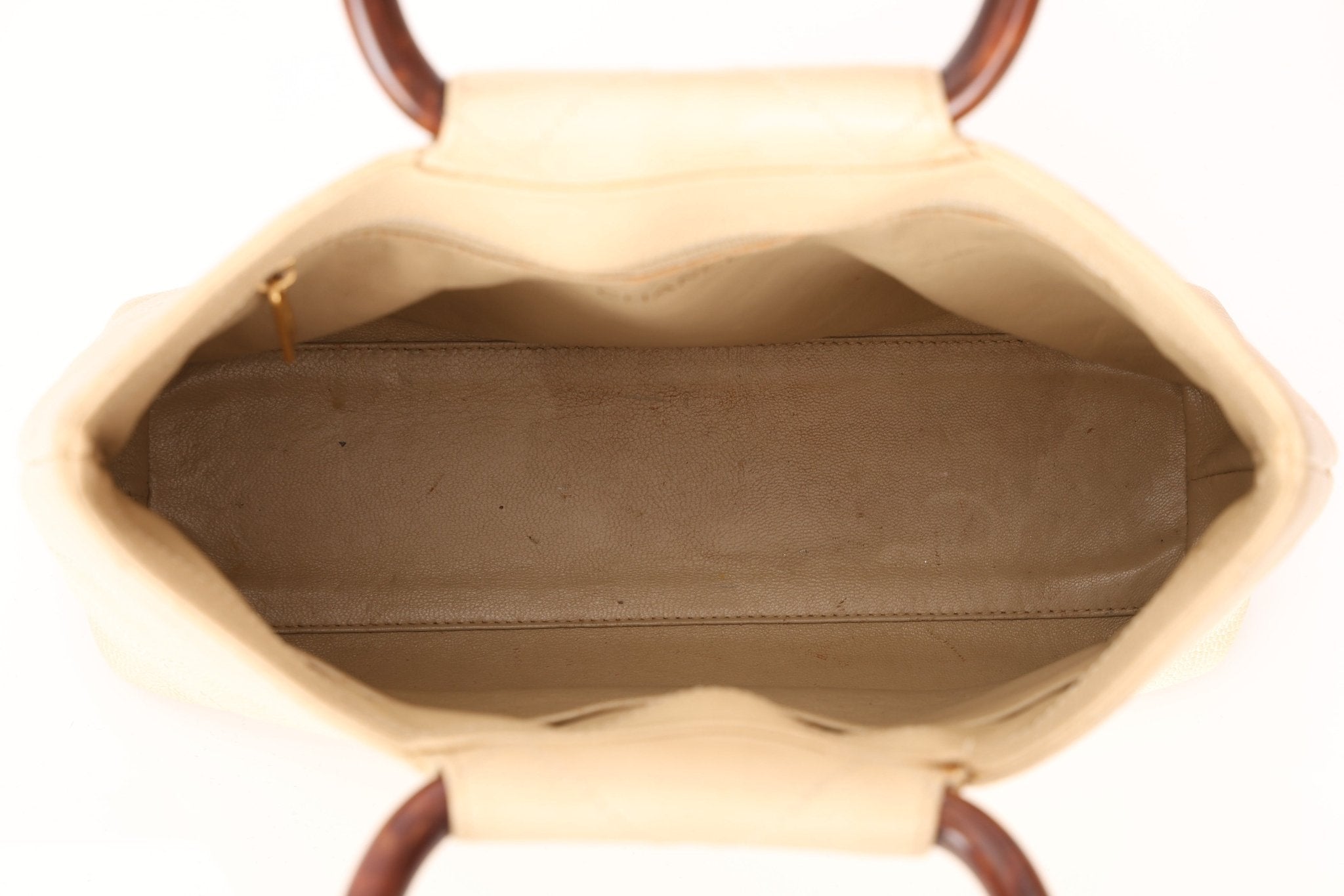 Chanel 2000 Cream Caviar Wood Acrylic Tote - FashioNica