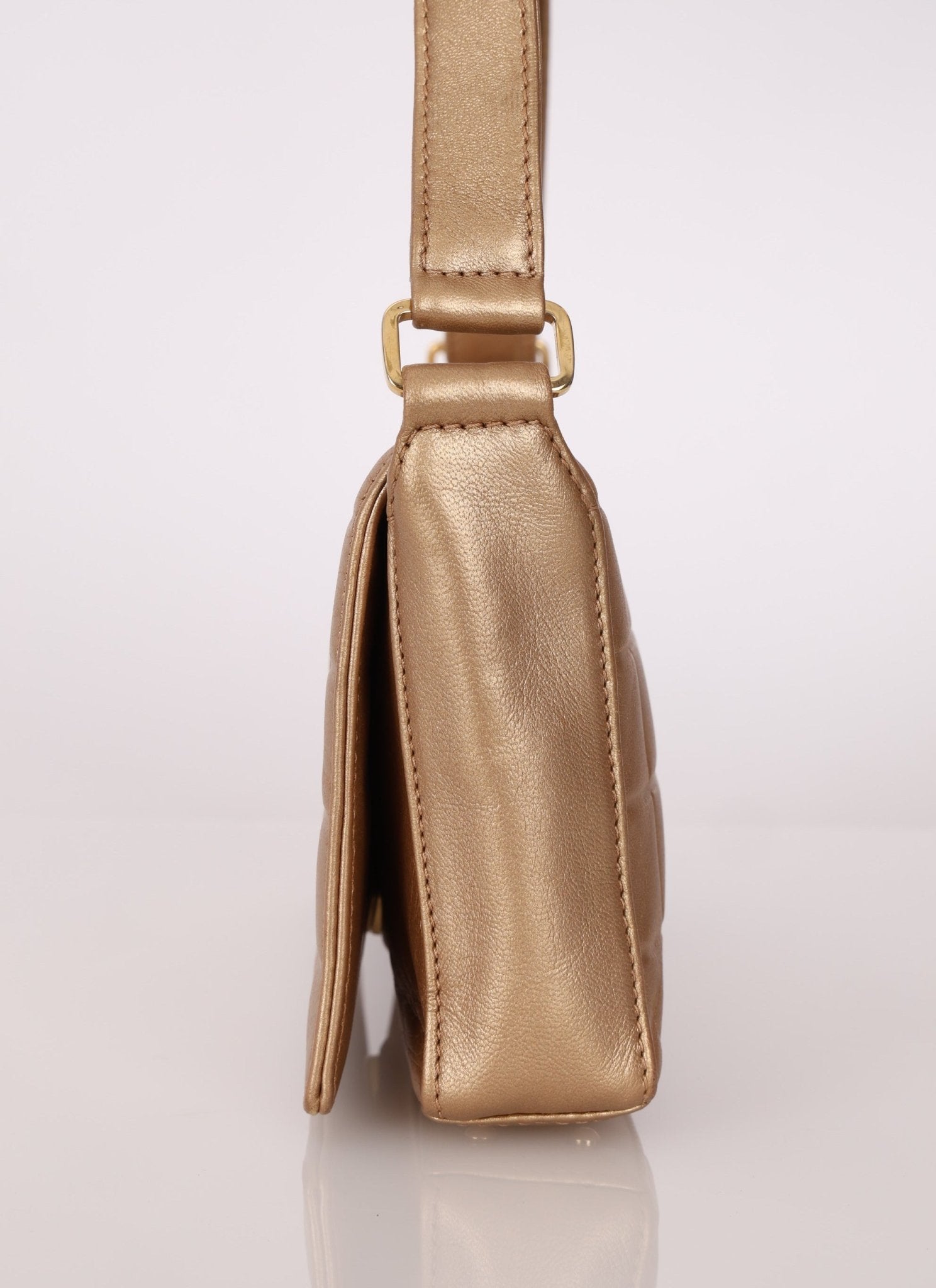 Chanel 2000 Gold East West Chocolate Bar Bag - FashioNica