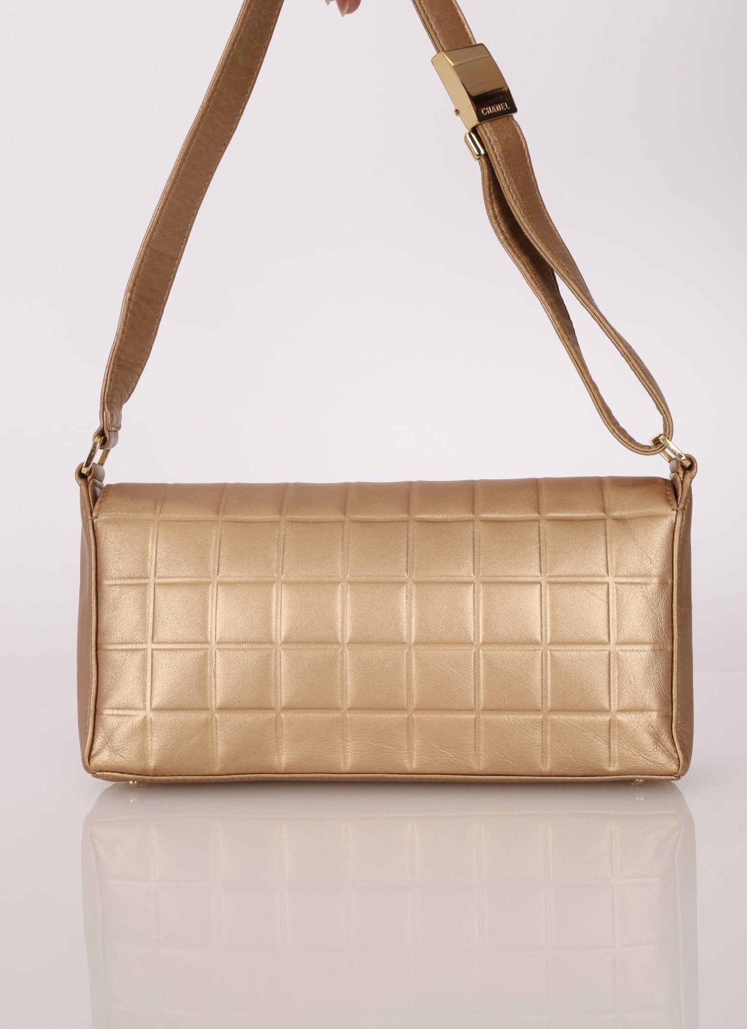 Chanel 2000 Gold East West Chocolate Bar Bag - FashioNica