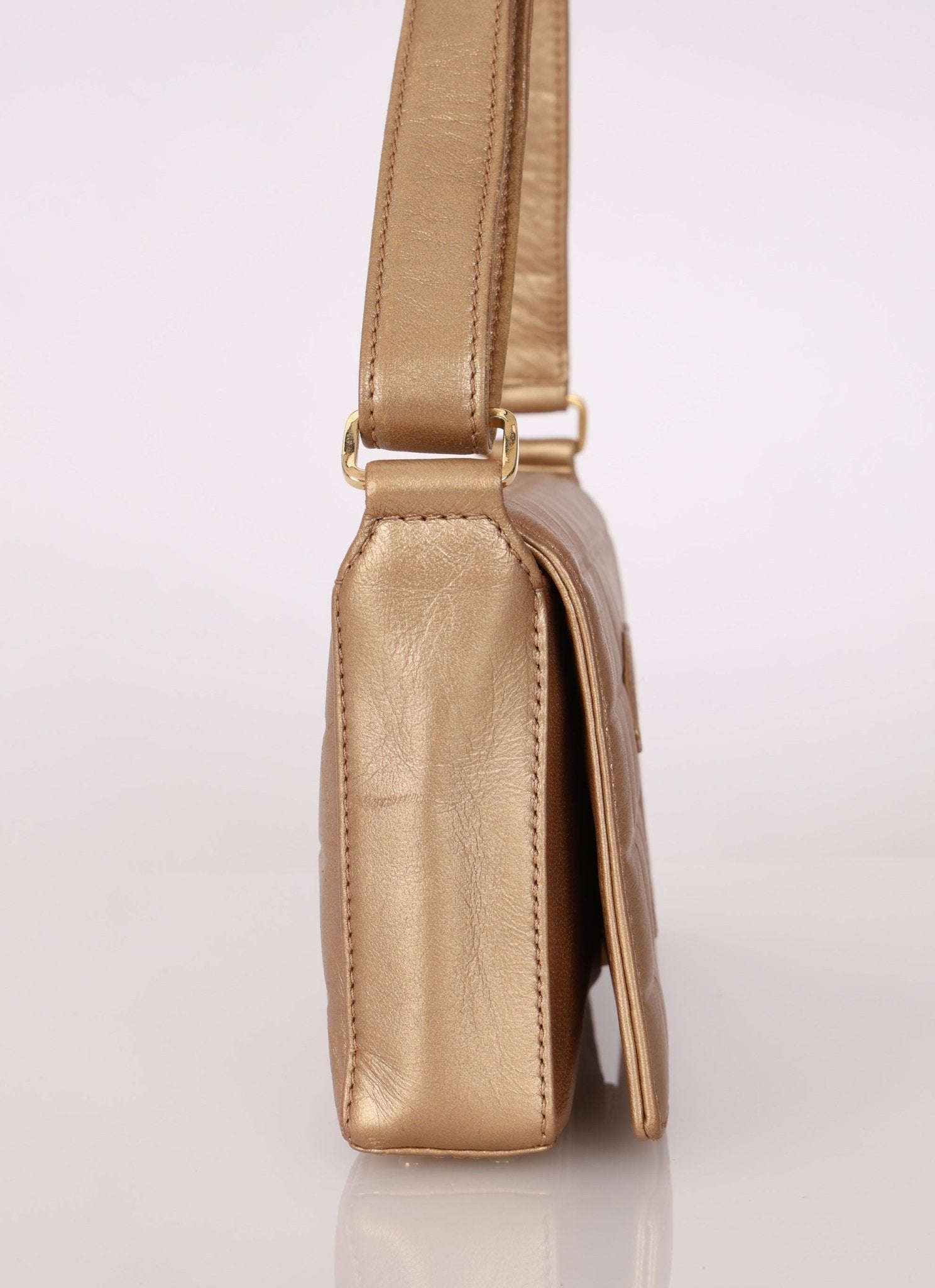 Chanel 2000 Gold East West Chocolate Bar Bag - FashioNica