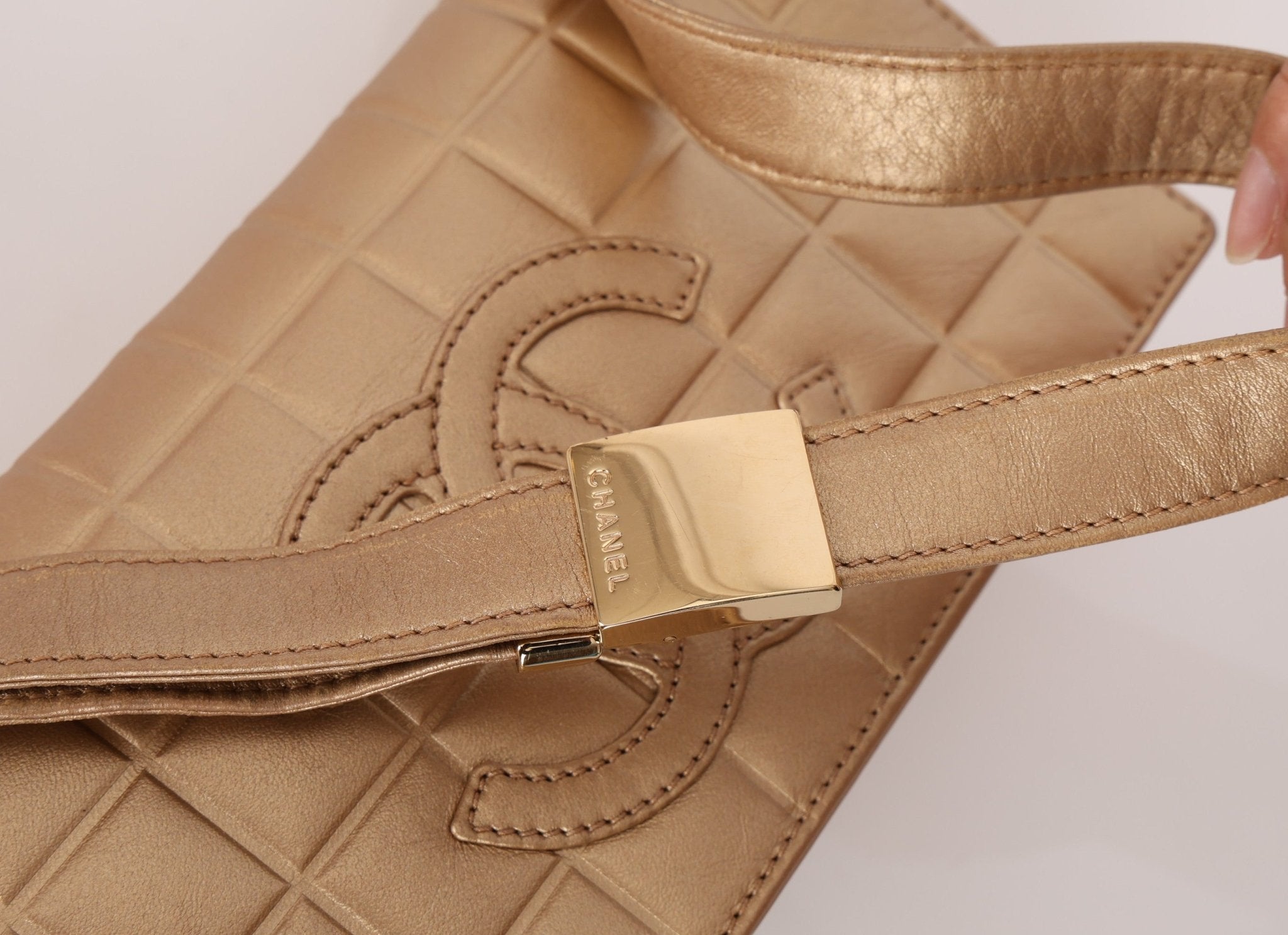 Chanel 2000 Gold East West Chocolate Bar Bag - FashioNica