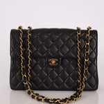 Chanel 2000 Lambskin Jumbo 24KGP Turnlock Single Flap - FashioNica