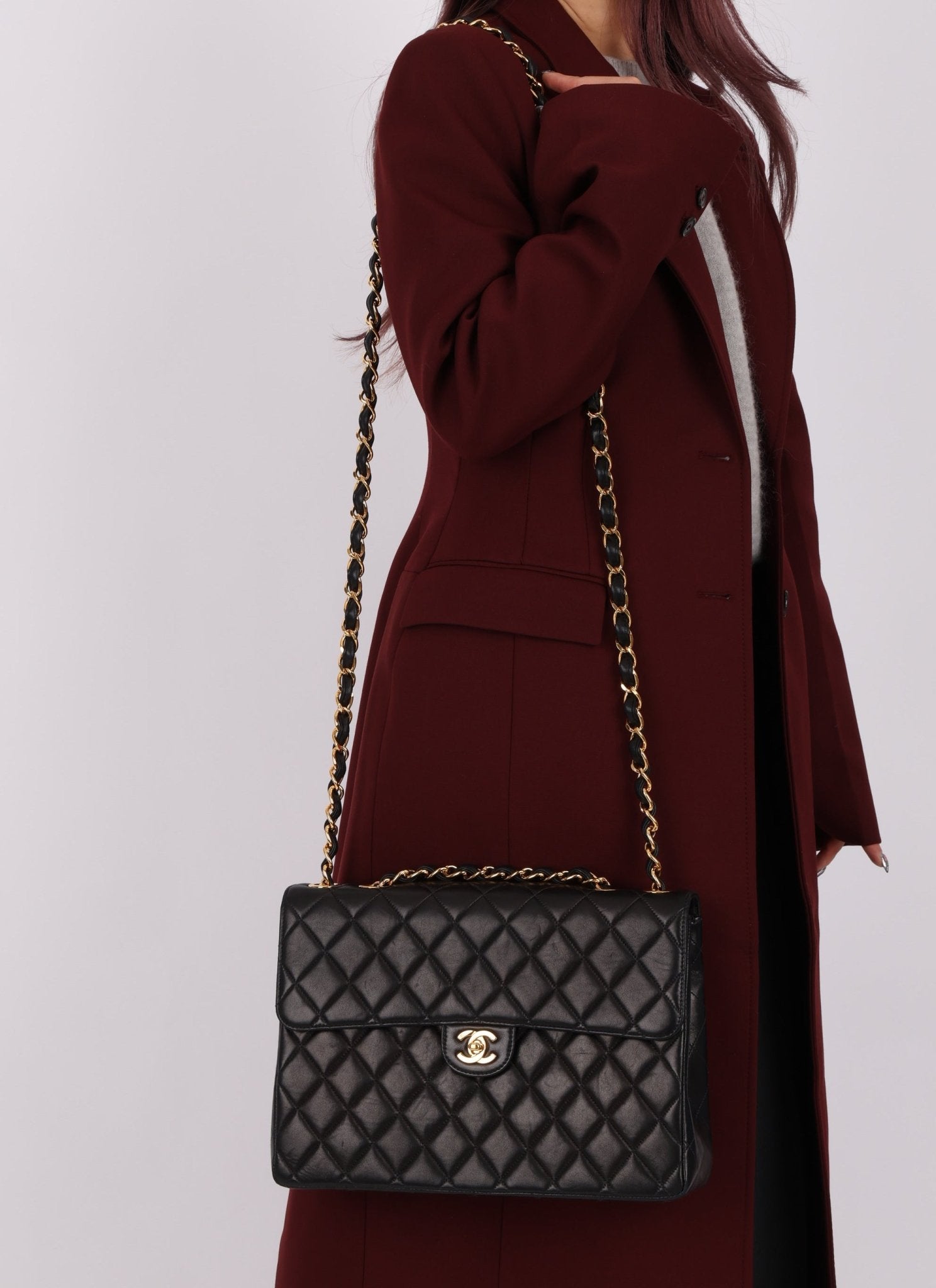 Chanel 2000 Lambskin Jumbo 24KGP Turnlock Single Flap - FashioNica