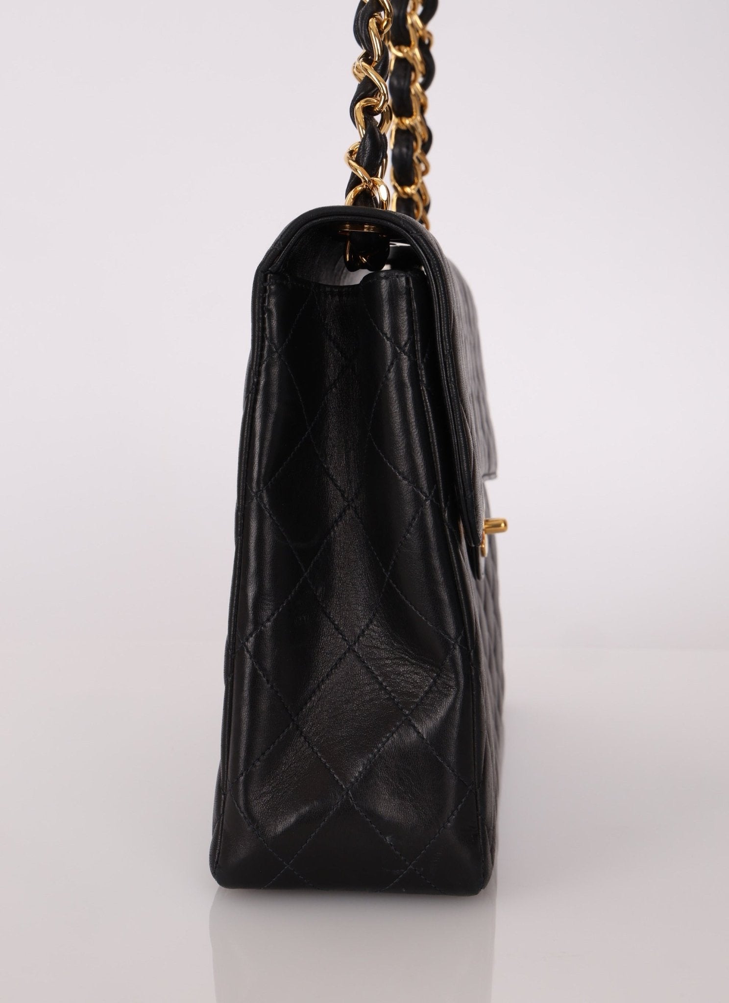 Chanel 2000 Lambskin Jumbo 24KGP Turnlock Single Flap - FashioNica