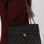Chanel 2000 Lambskin Jumbo 24KGP Turnlock Single Flap - FashioNica