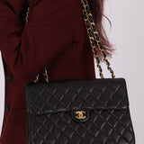 Chanel 2000 Lambskin Jumbo 24KGP Turnlock Single Flap - FashioNica