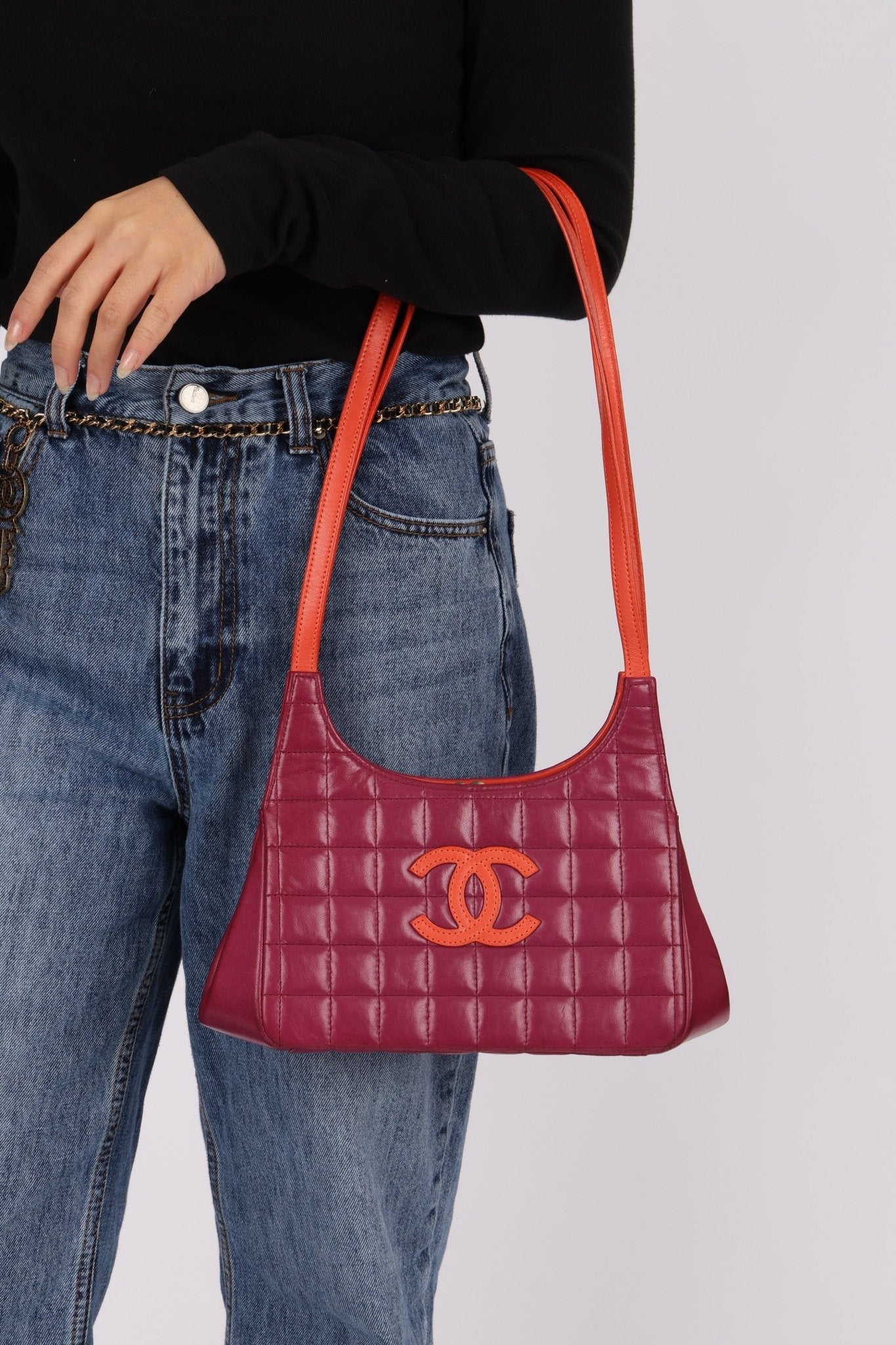 Chanel 2000 Lambskin Timeless Chocolate Bar Tote Shoulder Bag 24K GP - FashioNica