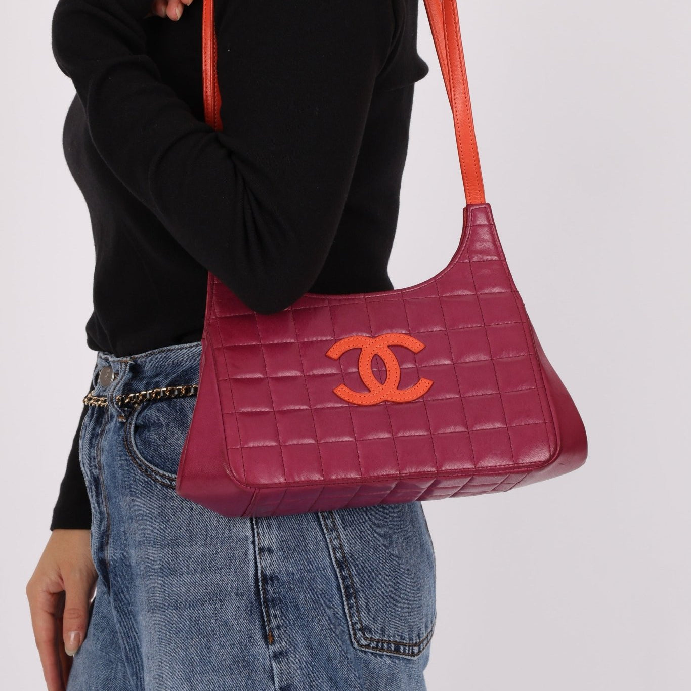 Chanel 2000 Lambskin Timeless Chocolate Bar Tote Shoulder Bag 24K GP - FashioNica