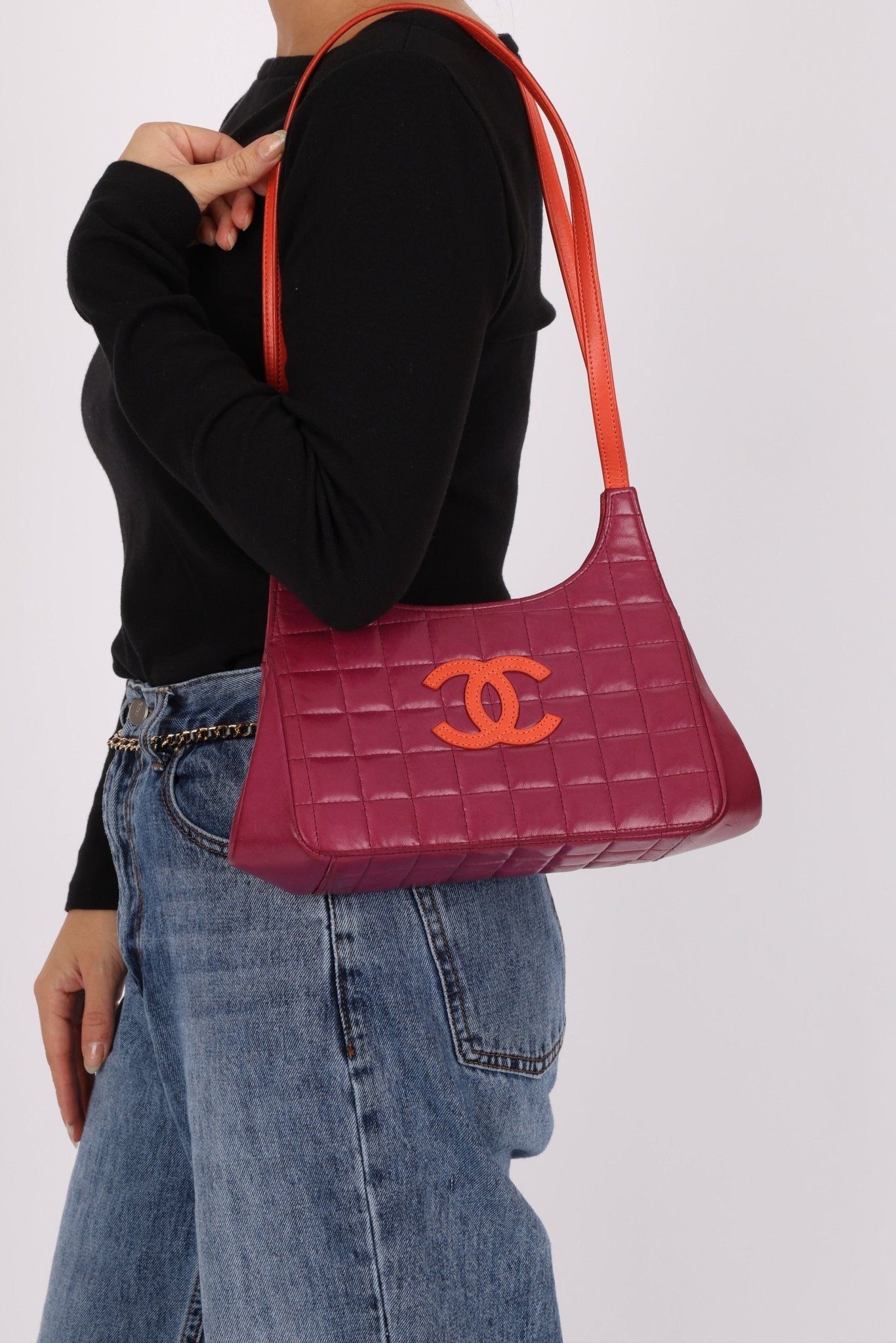 Chanel 2000 Lambskin Timeless Chocolate Bar Tote Shoulder Bag 24K GP - FashioNica