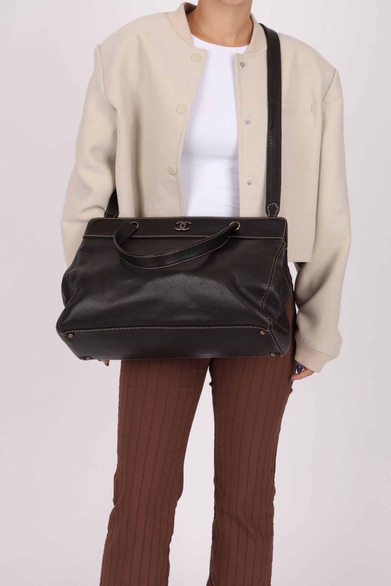 Chanel 2000 Vintage Chocolate Caviar Tote - FashioNica