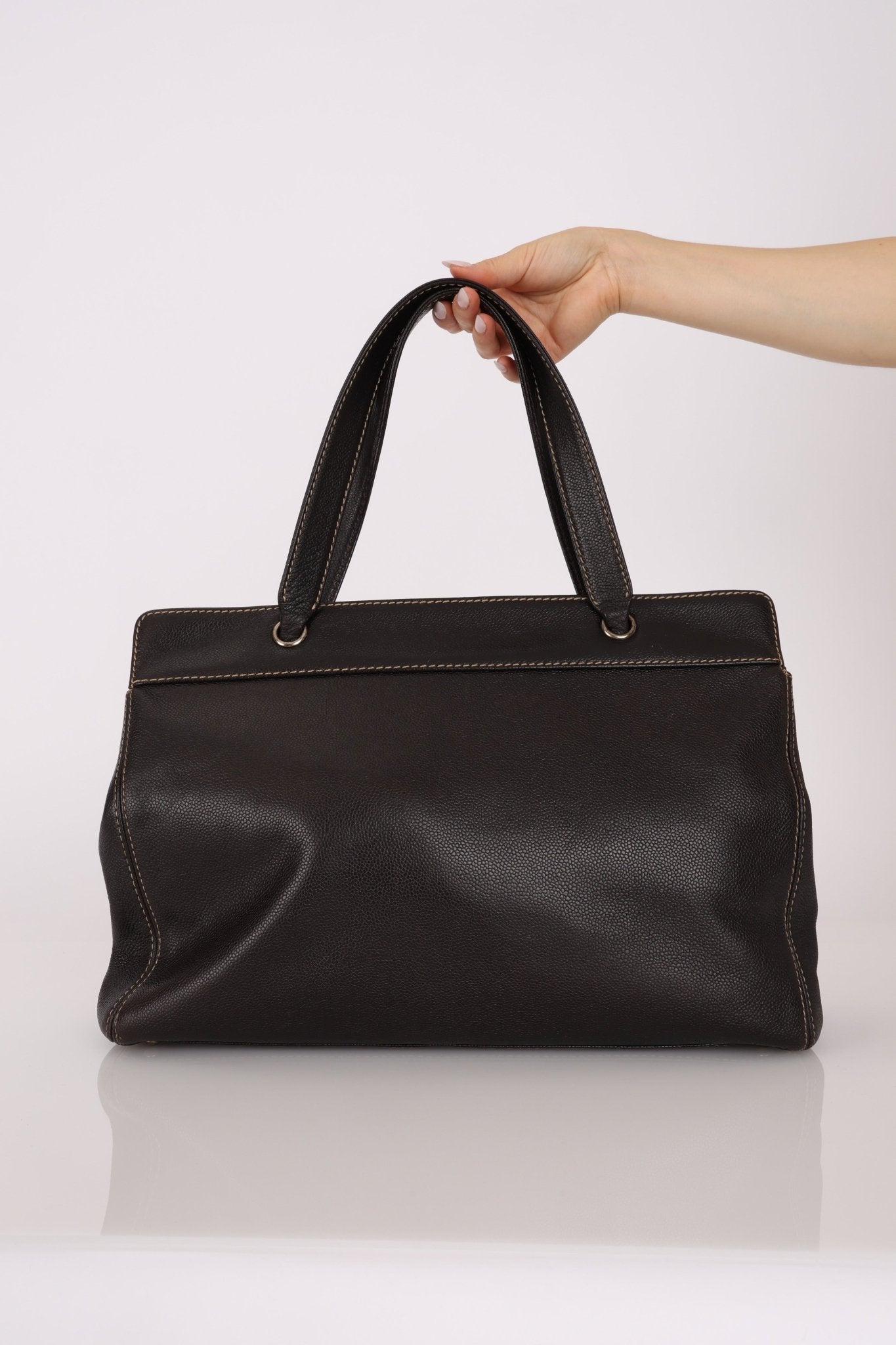 Chanel 2000 Vintage Chocolate Caviar Tote - FashioNica