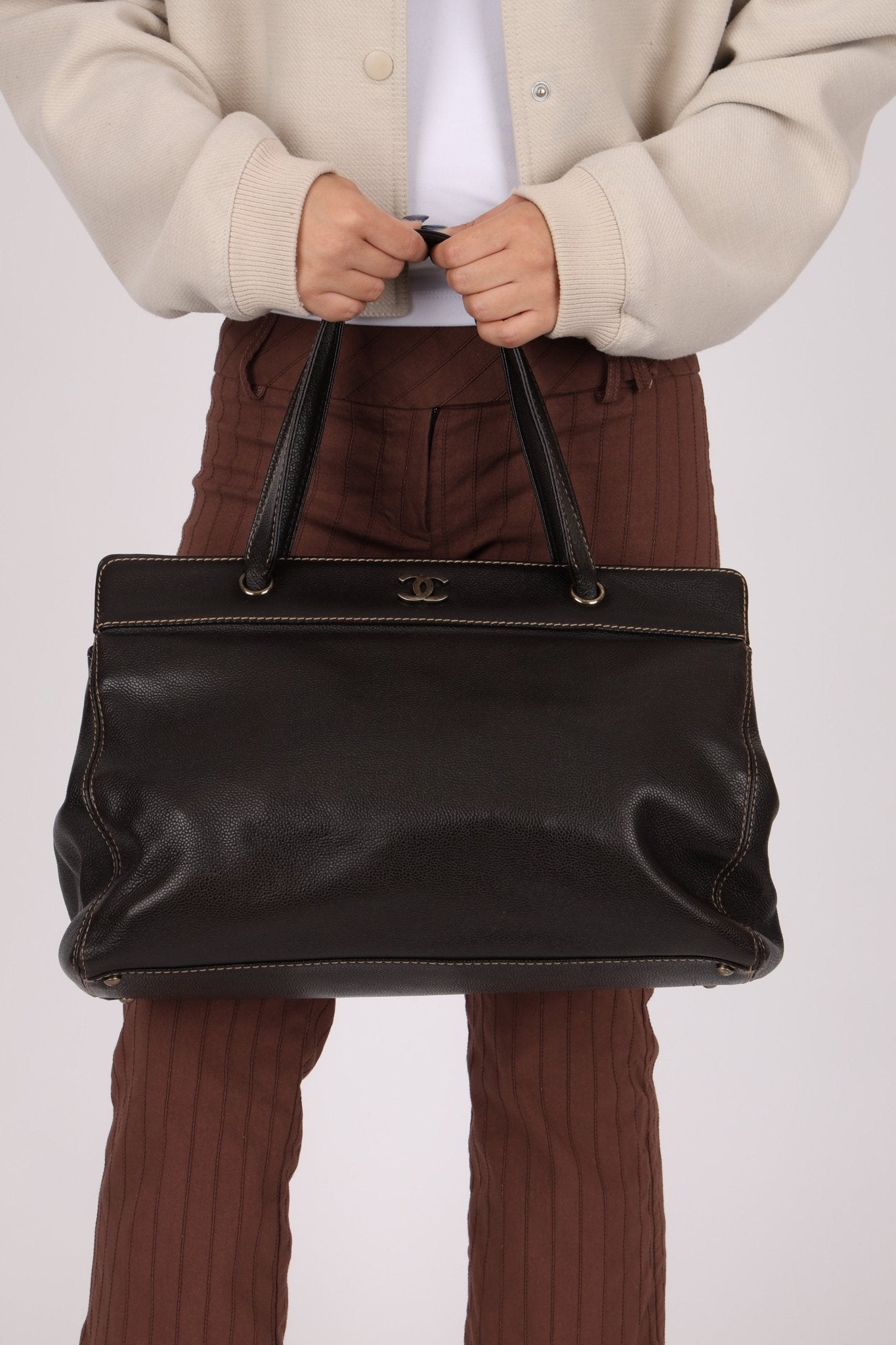 Chanel 2000 Vintage Chocolate Caviar Tote - FashioNica