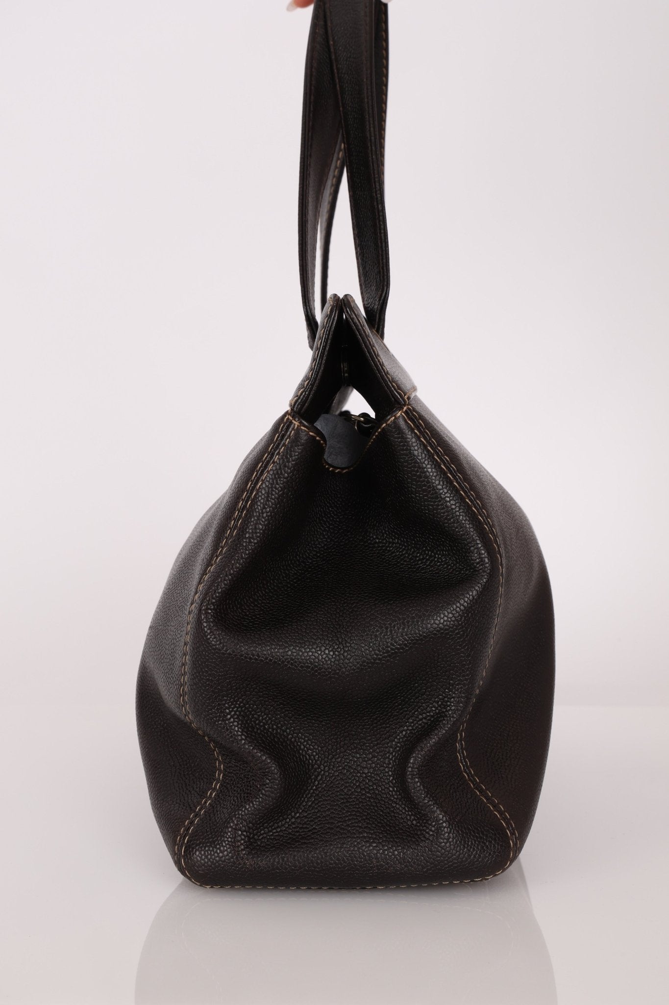 Chanel 2000 Vintage Chocolate Caviar Tote - FashioNica