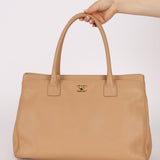 Chanel 2001 Beige Cerf Executive Medium Shopper Tote 24K GP - FashioNica
