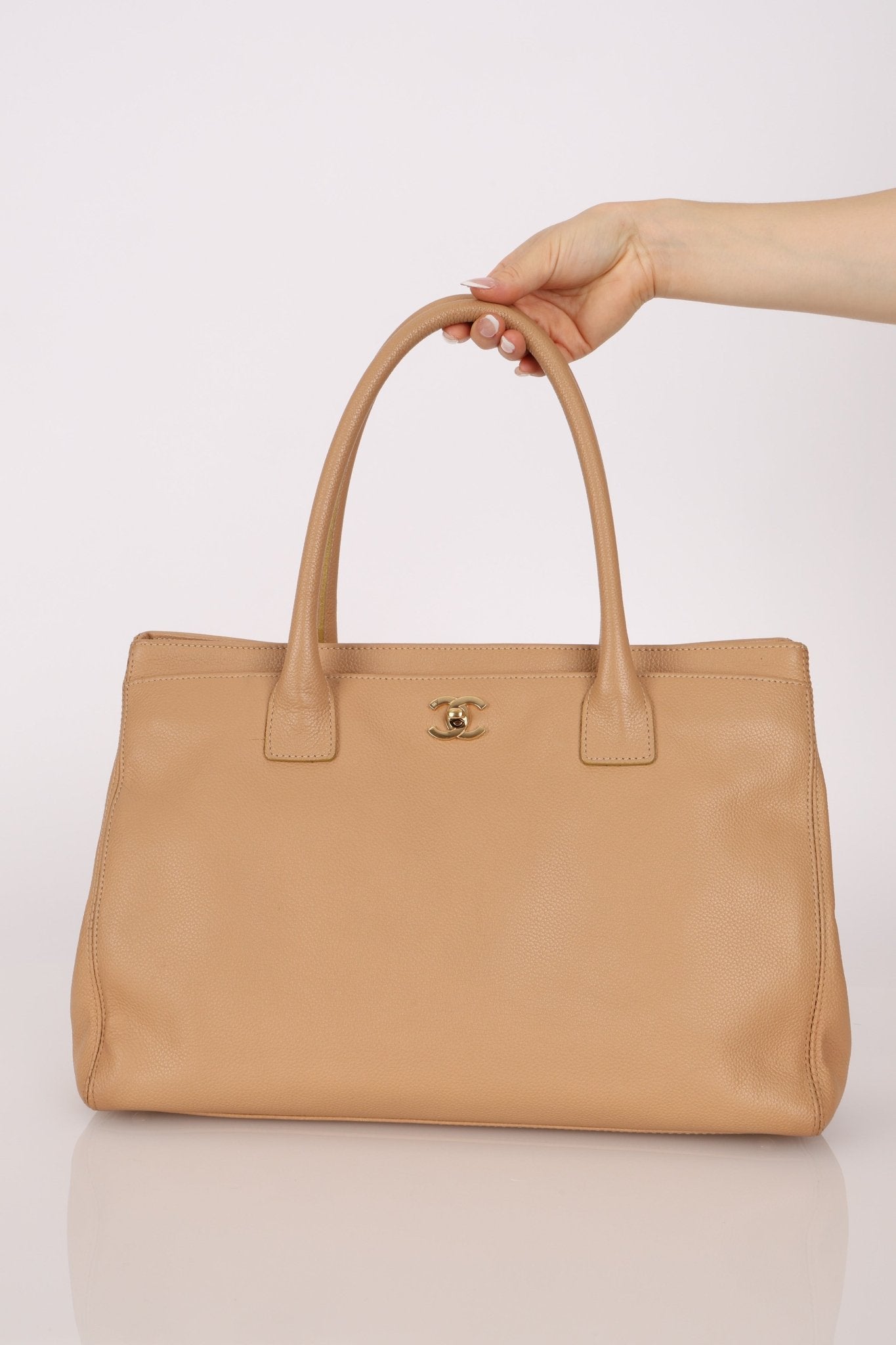 Chanel 2001 Beige Cerf Executive Medium Shopper Tote 24K GP - FashioNica