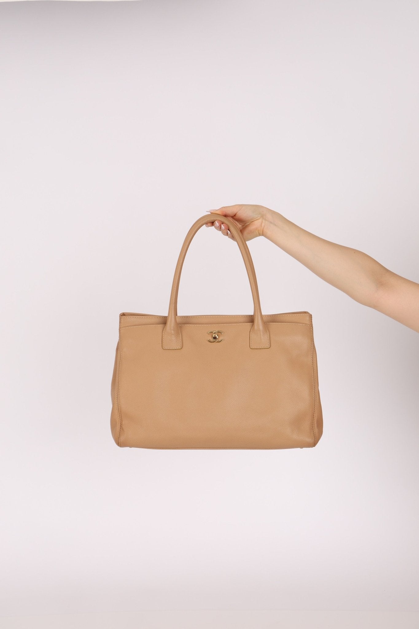 Chanel 2001 Beige Cerf Executive Medium Shopper Tote 24K GP - FashioNica