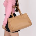Chanel 2001 Beige Cerf Executive Medium Shopper Tote 24K GP - FashioNica