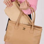 Chanel 2001 Beige Cerf Executive Medium Shopper Tote 24K GP - FashioNica