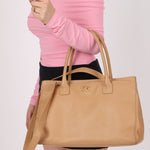 Chanel 2001 Beige Cerf Executive Medium Shopper Tote 24K GP - FashioNica