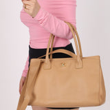 Chanel 2001 Beige Cerf Executive Medium Shopper Tote 24K GP - FashioNica