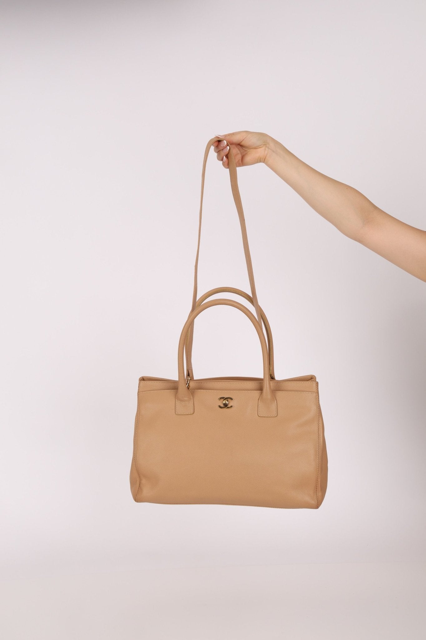 Chanel 2001 Beige Cerf Executive Medium Shopper Tote 24K GP - FashioNica