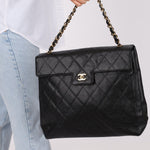 Chanel 2001 Black Large Caviar Flap Bag 24K GP - FashioNica