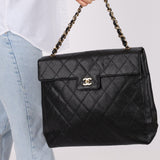 Chanel 2001 Black Large Caviar Flap Bag 24K GP - FashioNica