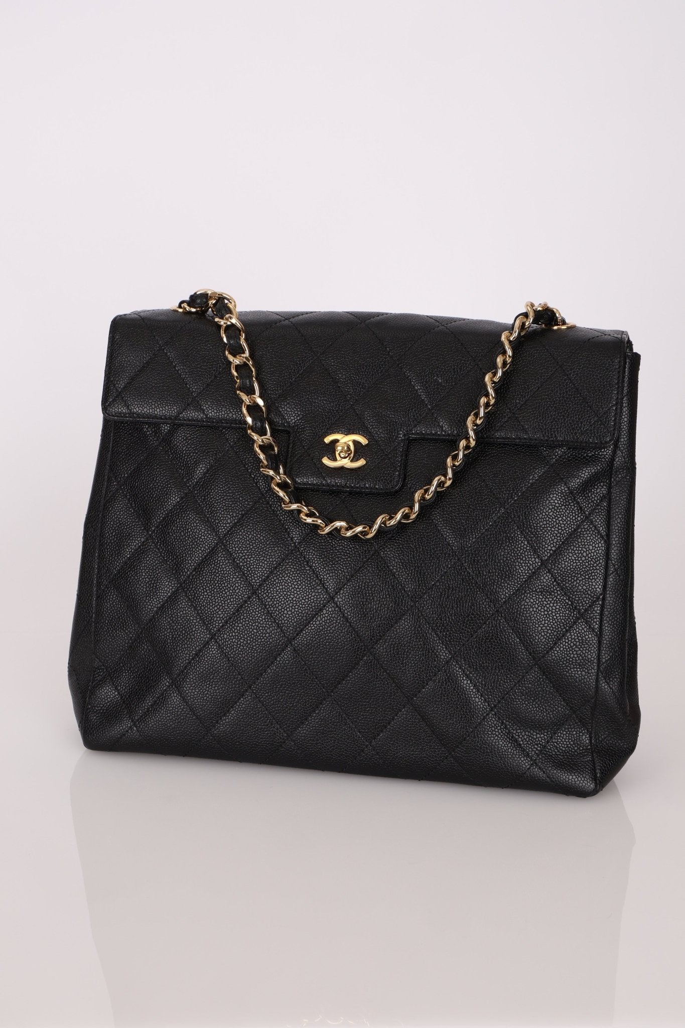 Chanel 2001 Black Large Caviar Flap Bag 24K GP - FashioNica