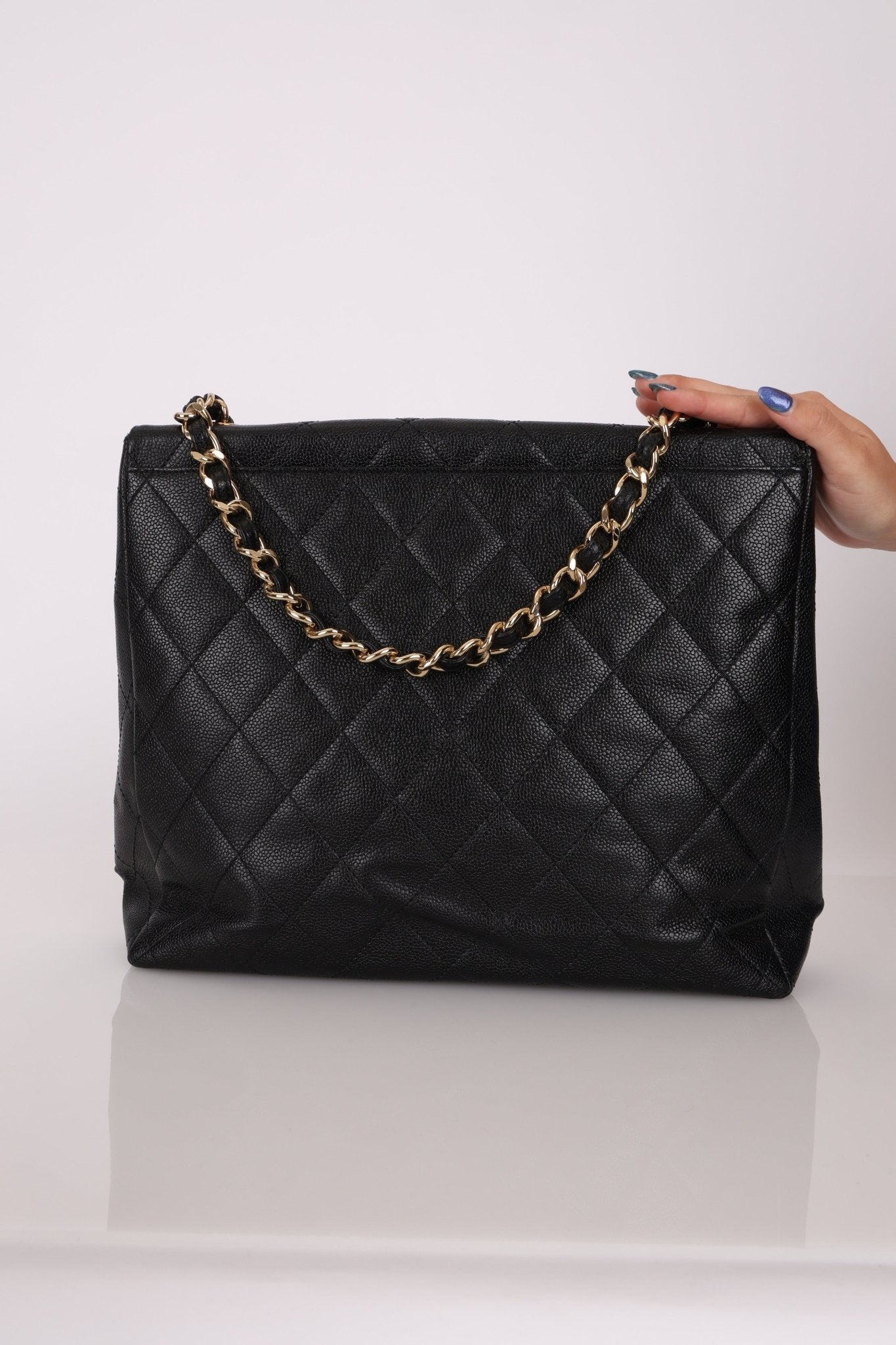 Chanel 2001 Black Large Caviar Flap Bag 24K GP - FashioNica