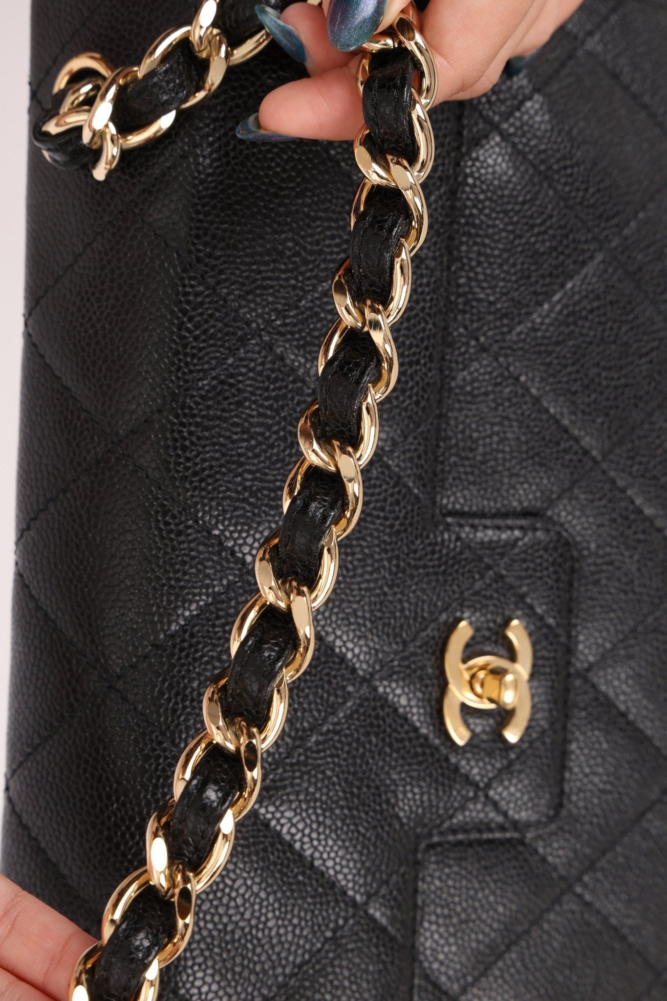 Chanel 2001 Black Large Caviar Flap Bag 24K GP - FashioNica