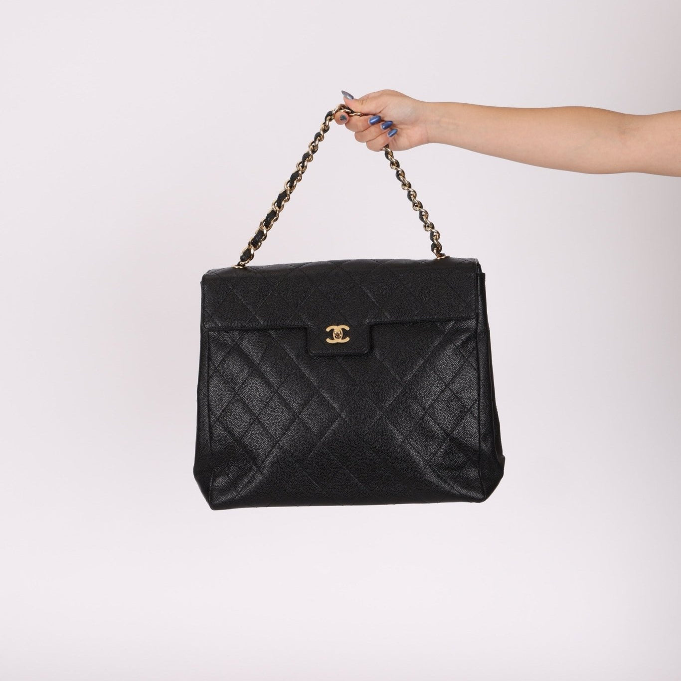 Chanel 2001 Black Large Caviar Flap Bag 24K GP - FashioNica