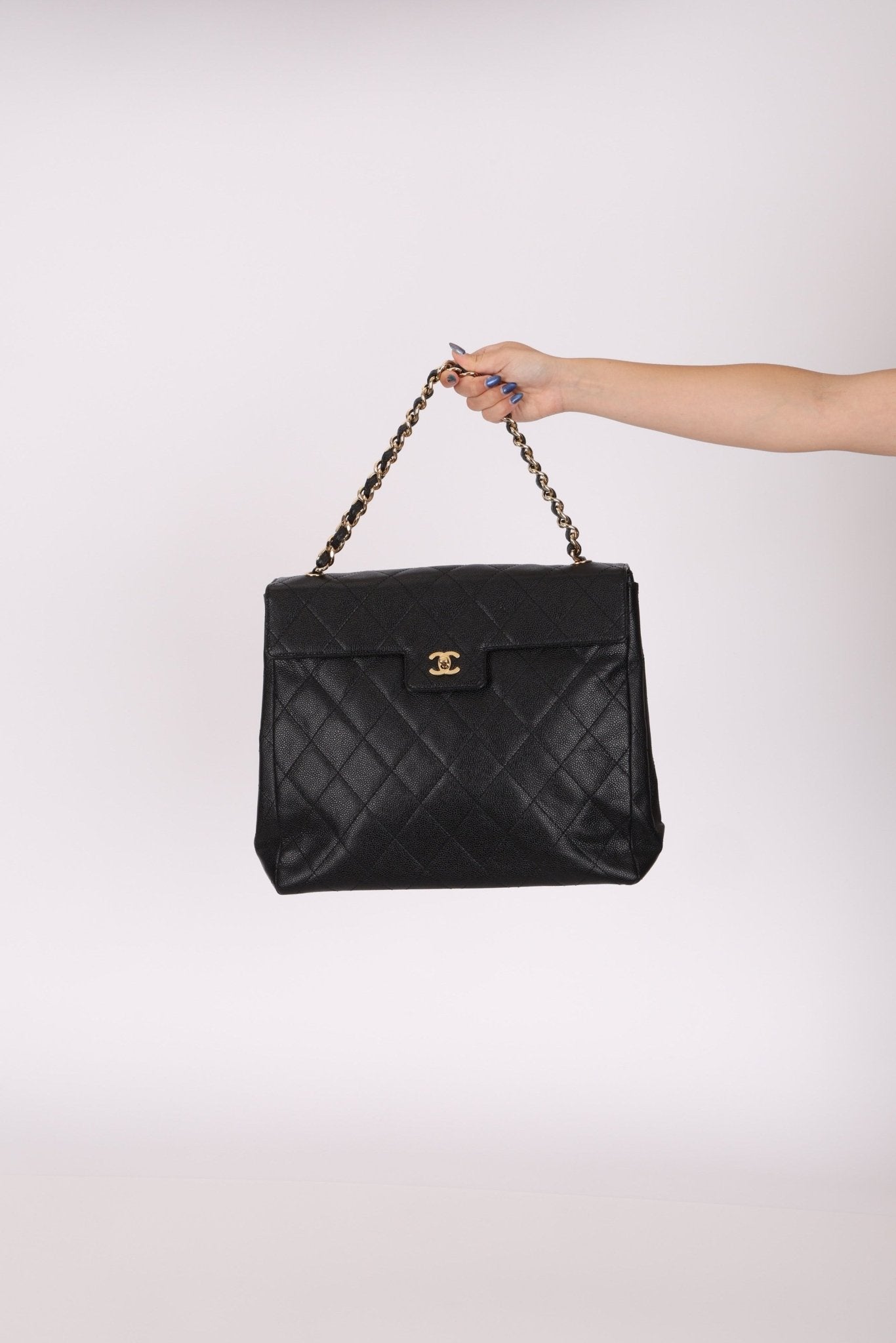 Chanel 2001 Black Large Caviar Flap Bag 24K GP - FashioNica
