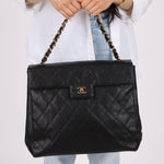 Chanel 2001 Black Large Caviar Flap Bag 24K GP - FashioNica