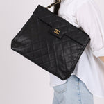 Chanel 2001 Black Large Caviar Flap Bag 24K GP - FashioNica