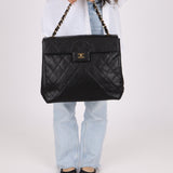 Chanel 2001 Black Large Caviar Flap Bag 24K GP - FashioNica