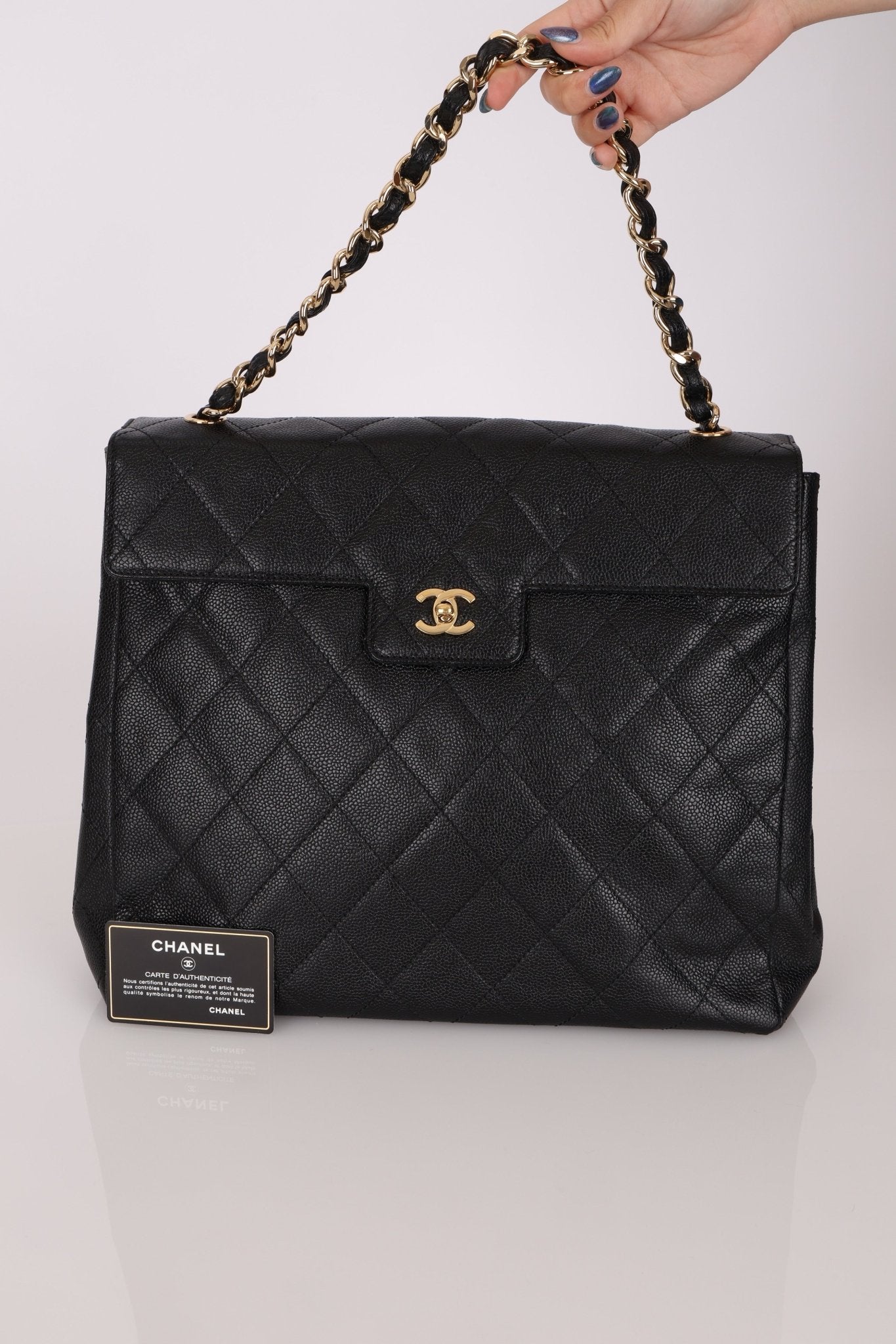 Chanel 2001 Black Large Caviar Flap Bag 24K GP - FashioNica