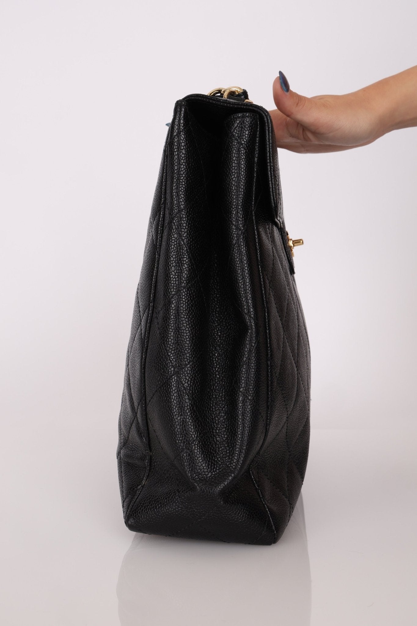 Chanel 2001 Black Large Caviar Flap Bag 24K GP - FashioNica