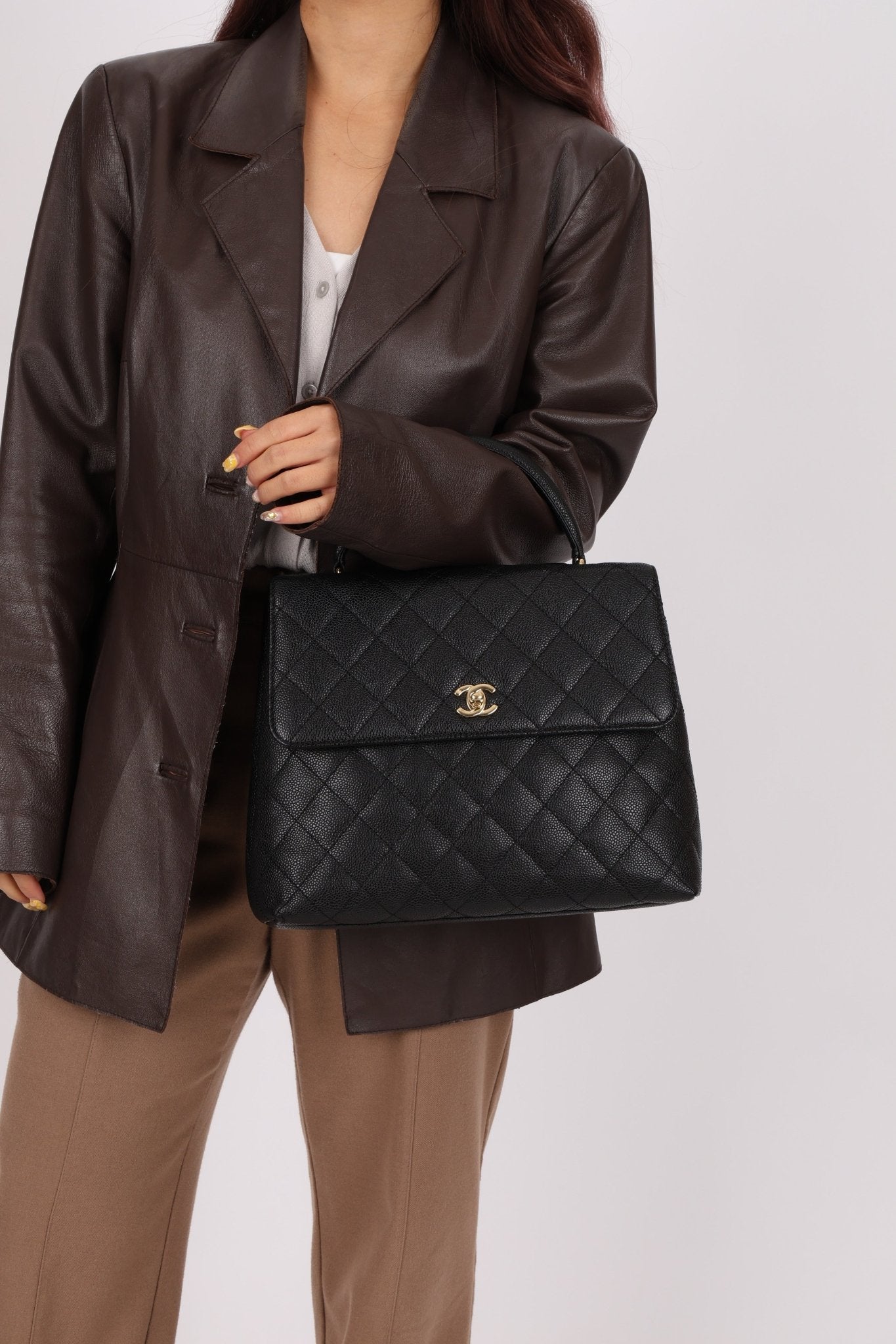 Chanel 2001 Caviar Kelly Top Handle 24k GP - FashioNica