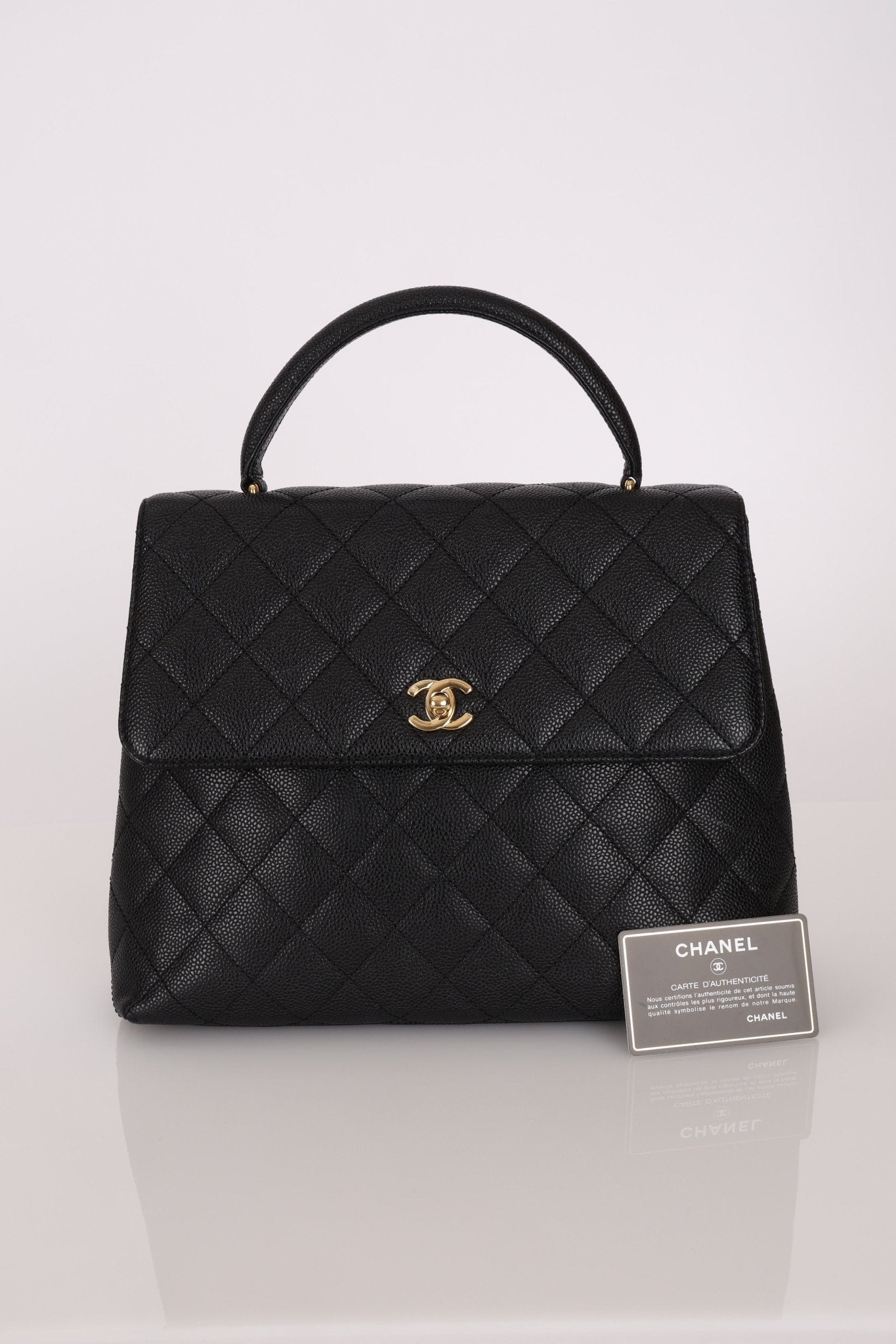 Chanel 2001 Caviar Kelly Top Handle 24k GP - FashioNica