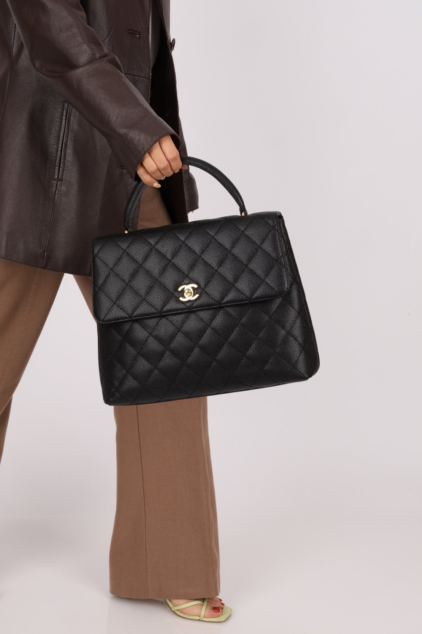 Chanel 2001 Caviar Kelly Top Handle 24k GP - FashioNica