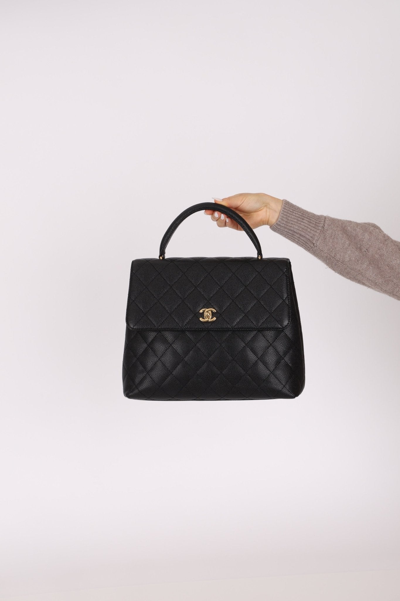 Chanel 2001 Caviar Kelly Top Handle 24k GP - FashioNica
