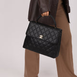 Chanel 2001 Caviar Kelly Top Handle 24k GP - FashioNica