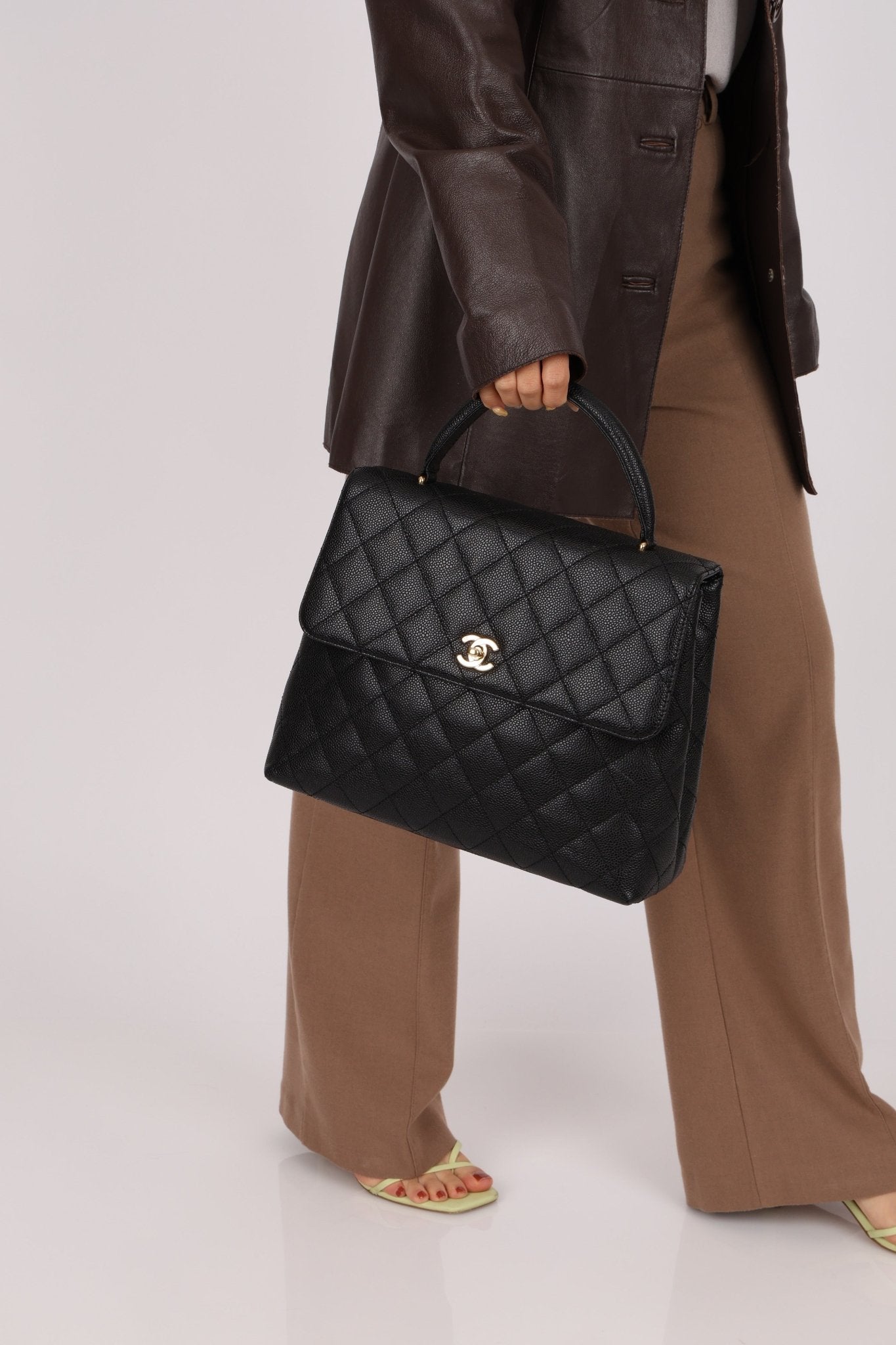 Chanel 2001 Caviar Kelly Top Handle 24k GP - FashioNica