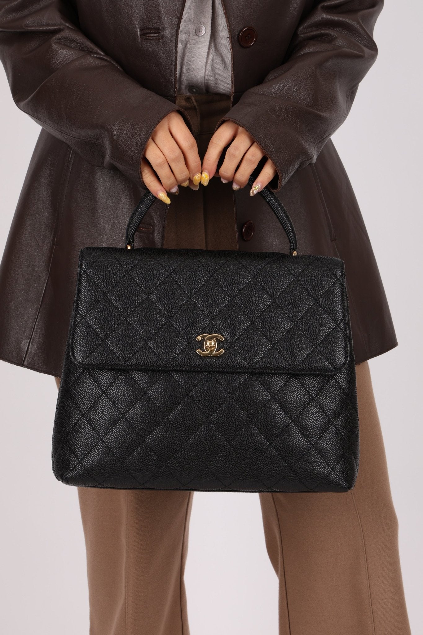 Chanel 2001 Caviar Kelly Top Handle 24k GP - FashioNica