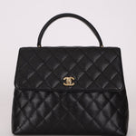 Chanel 2001 Caviar Kelly Turnlock Top Handle 24K GP - FashioNica