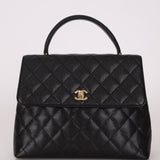 Chanel 2001 Caviar Kelly Turnlock Top Handle 24K GP - FashioNica
