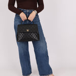 Chanel 2001 Caviar Kelly Turnlock Top Handle 24K GP - FashioNica