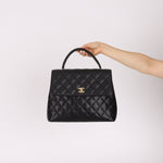 Chanel 2001 Caviar Kelly Turnlock Top Handle 24K GP - FashioNica